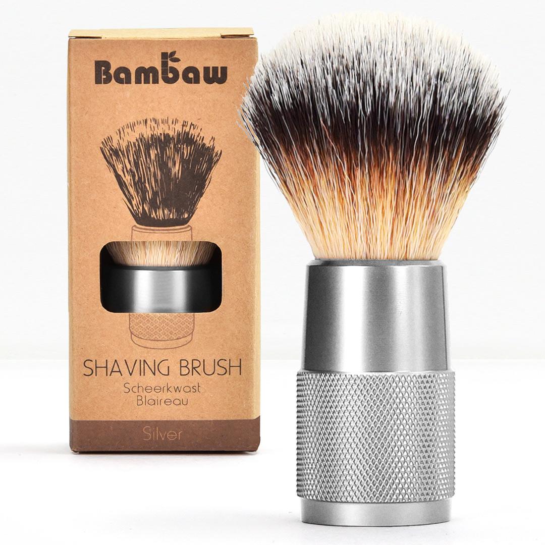 Bambaw shaving brush silver handle with box
