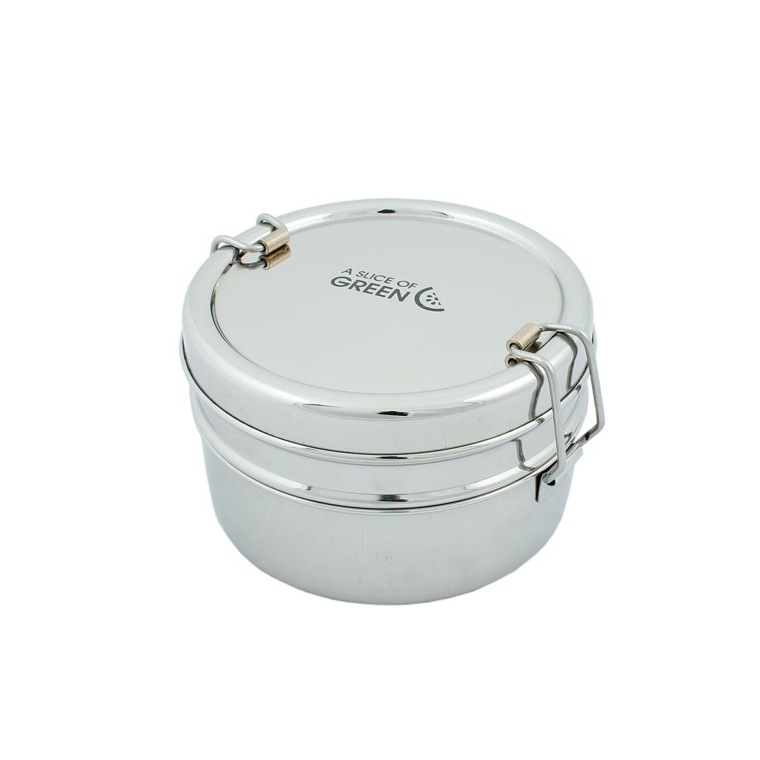 Two Tier Round Stainless Steel Lunchbox (Chapra)