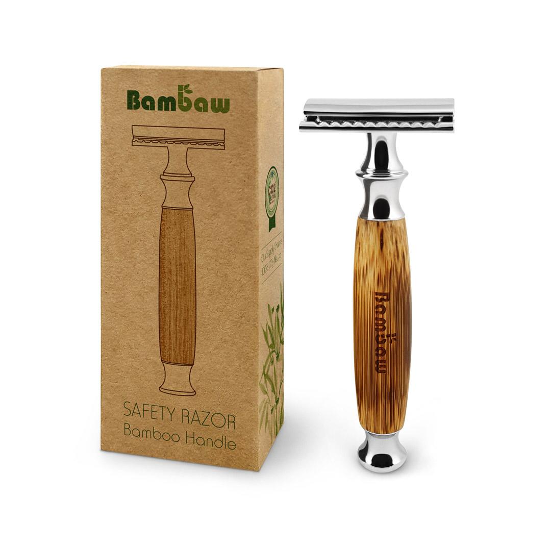 Bamboo & Steel Safety Razor - long handle with box