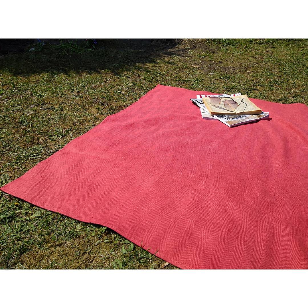 100% Linen Beach/Bath Towel - Lara Orange on grass