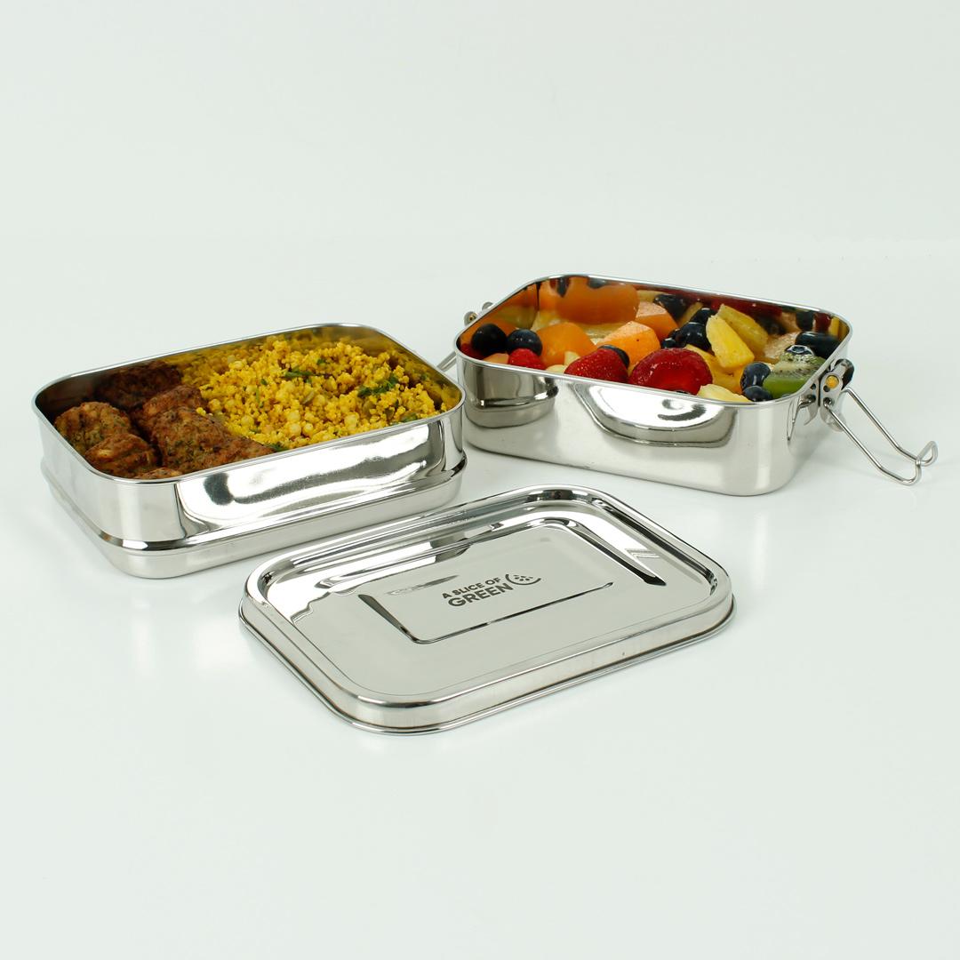 Leak Resistant Two Tier Lunch Box (Buruni) in use