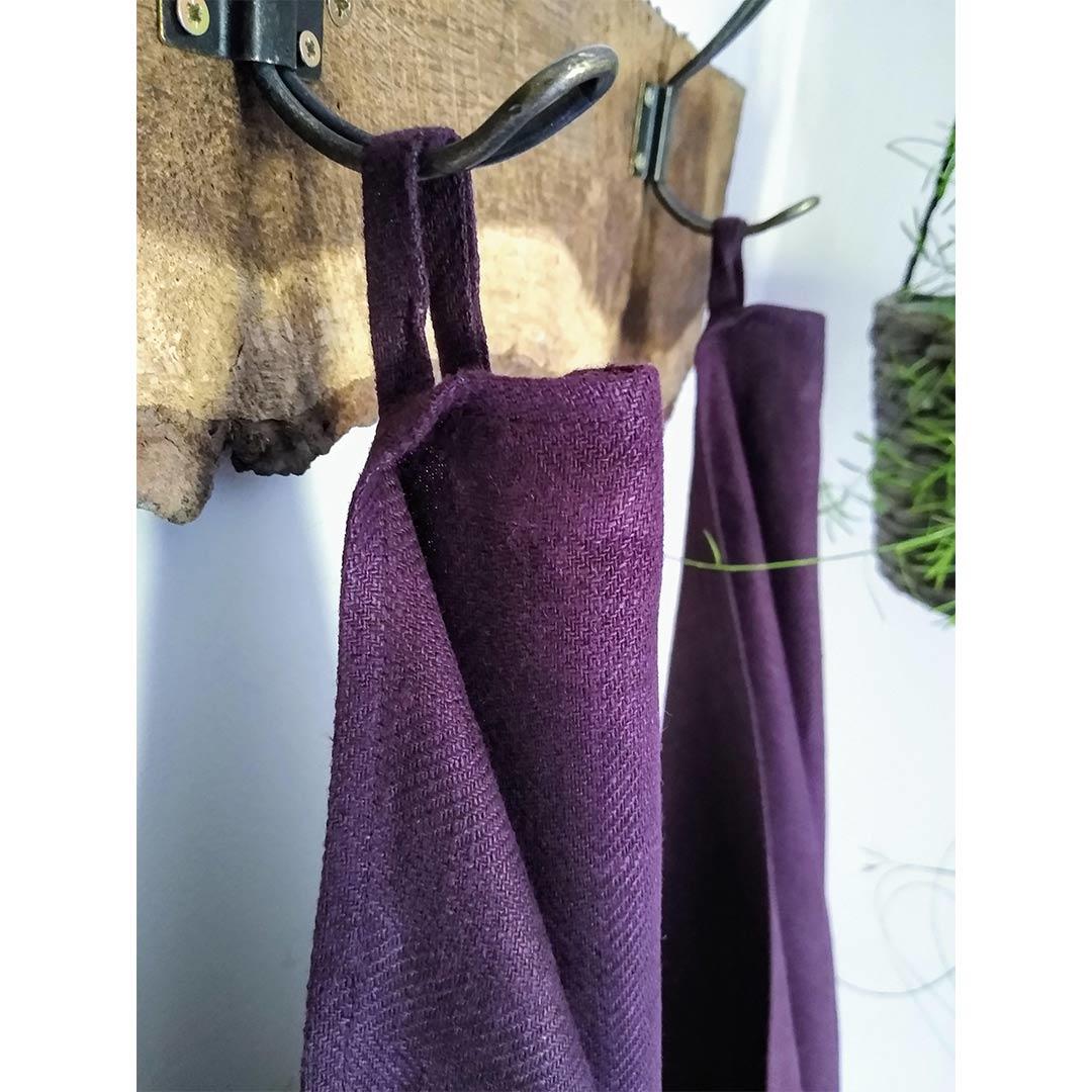 100% Linen Beach/Bath Towel - Lara Aubergine hanging in bathroom