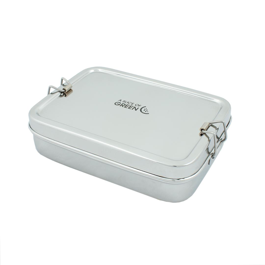 Large Rectangle Stainless Steel Lunchbox with mini container (Rampur)