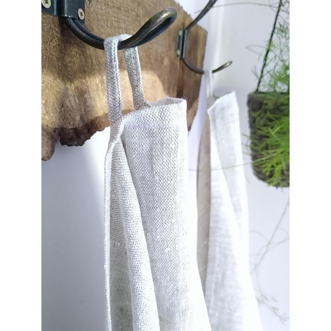 100% Linen Beach/Bath Towel - Francesca Birch hanging in bathroom
