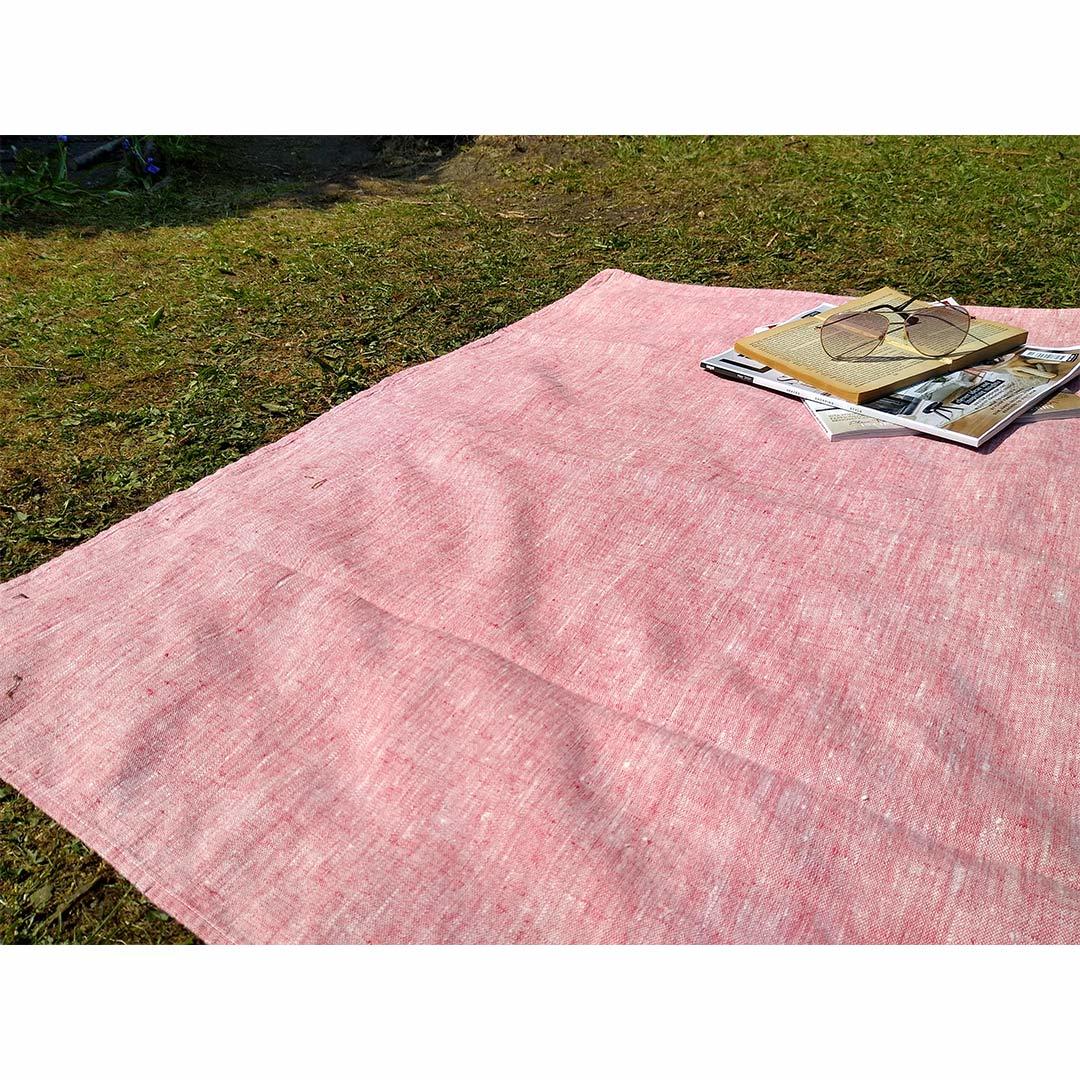 100% Linen Beach/Bath Towel - Francesca Red on grass