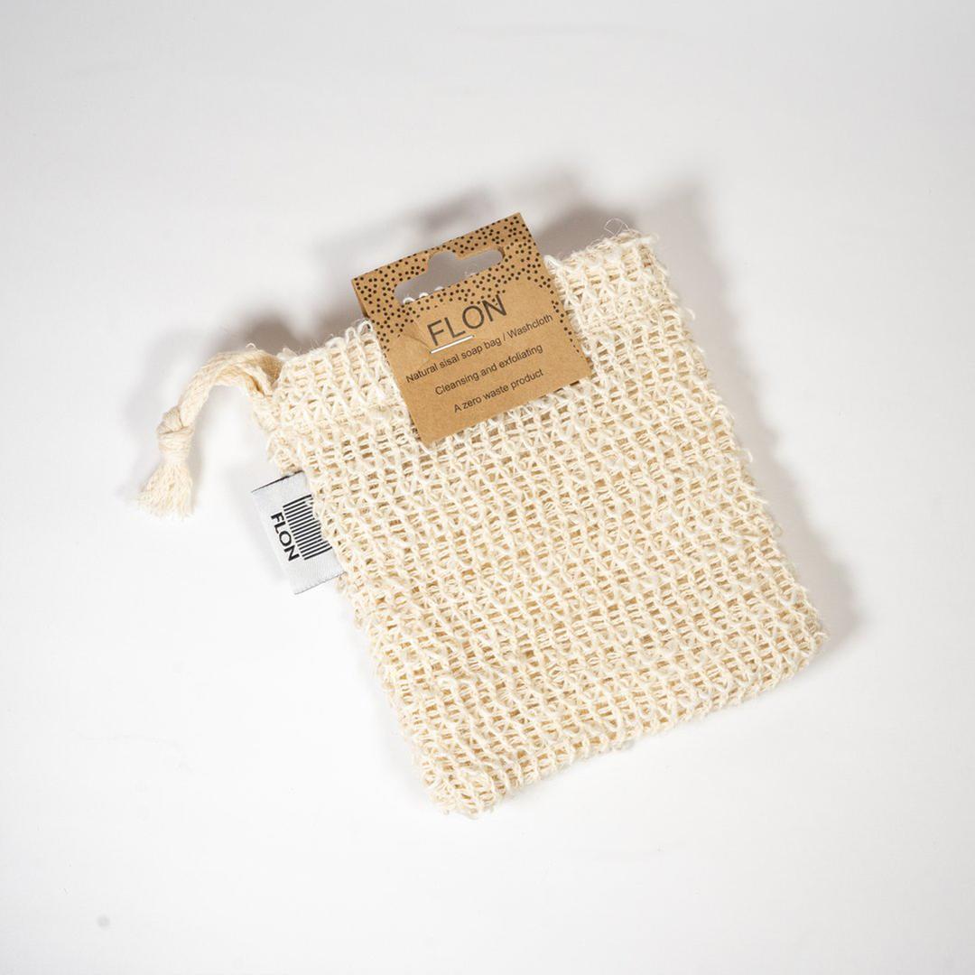 FLON Sisal soap pouch and washcloth