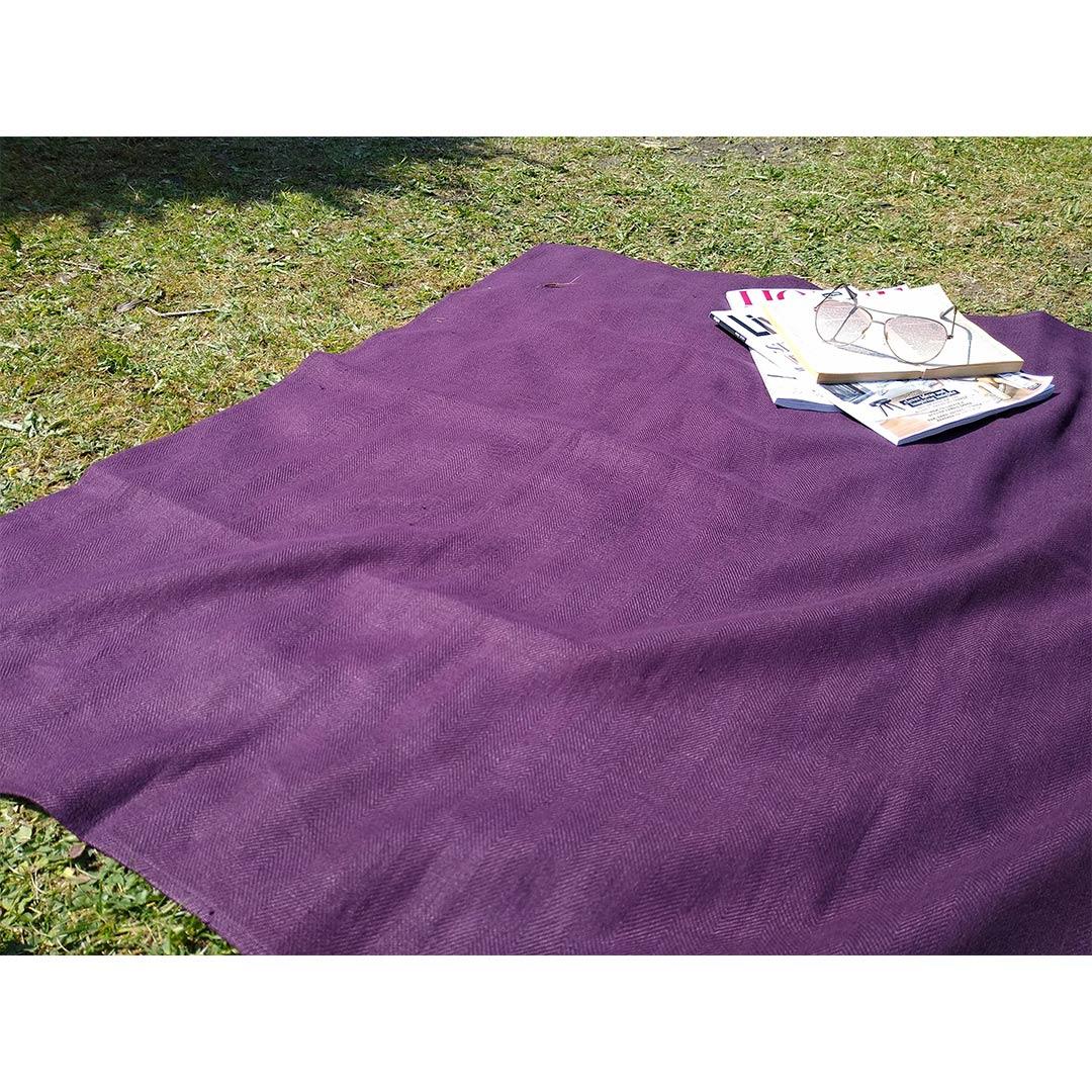 100% Linen Beach/Bath Towel - Lara Aubergine on grass