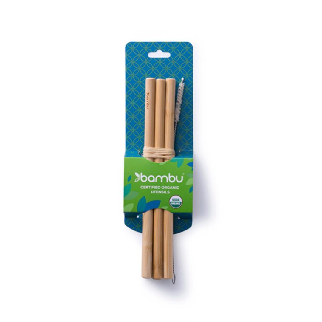 Precision Organic Bamboo Straws - 6 pack with cleaning brush