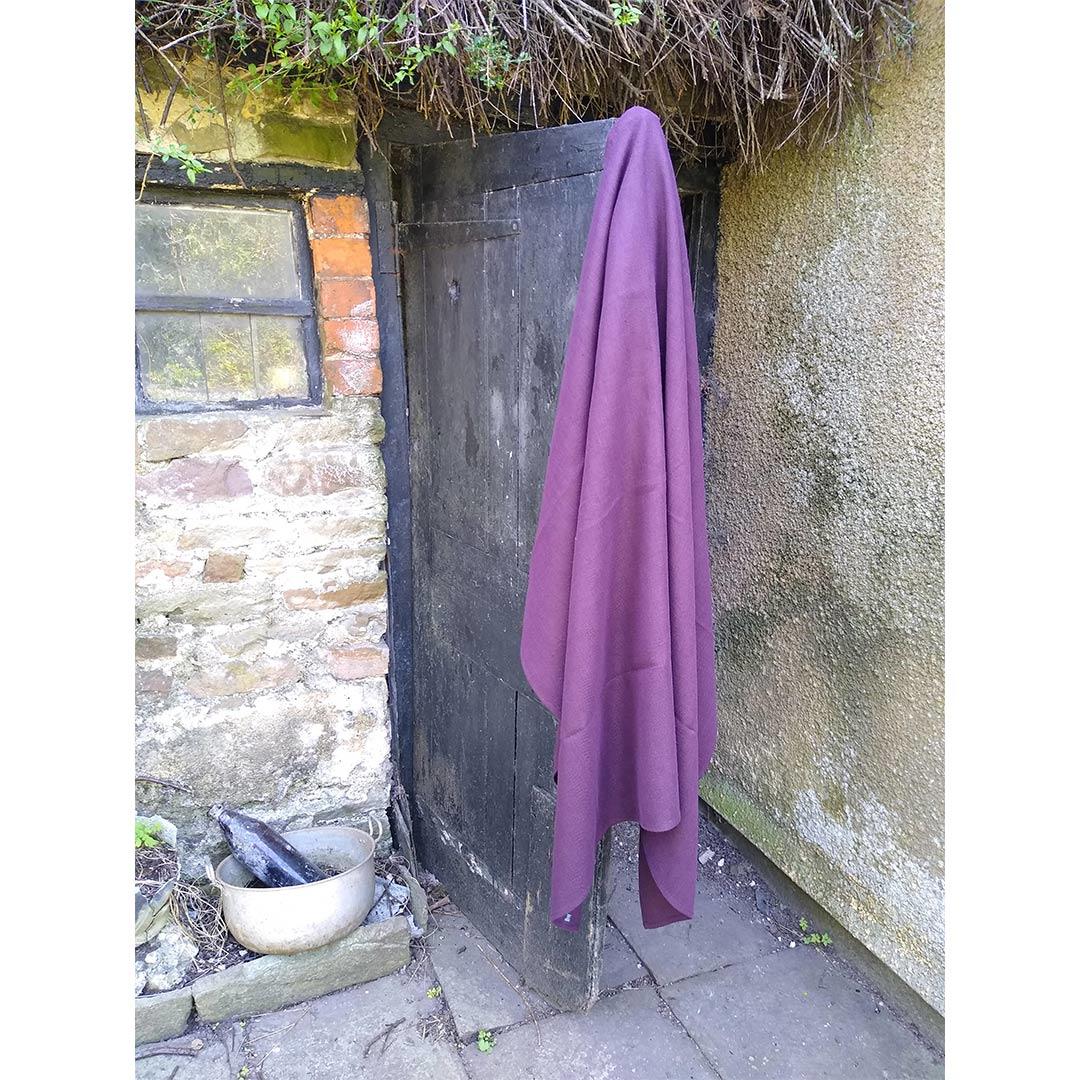 100% Linen Beach/Bath Towel - Lara Aubergine hanging on door