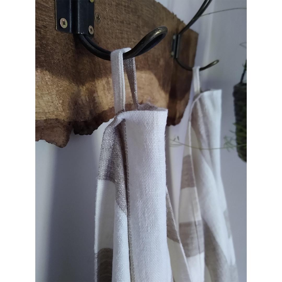 100% Linen Beach/Bath Towel - Philippe - Birch hanging in bathroom