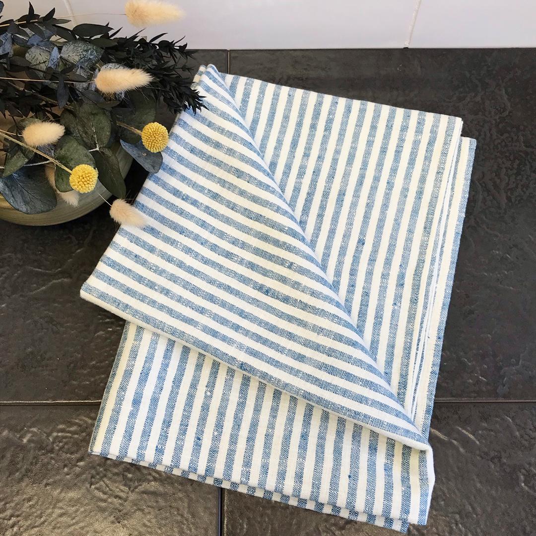 100% Linen Beach/Bath Towel - Brittany - Marine Blue