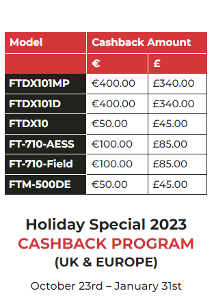 Now with yaesu cash back till January 2024