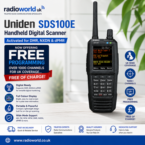 Uniden SDS100E Digital Scanner Activated DMR NXDN dPMR Radioworld UK