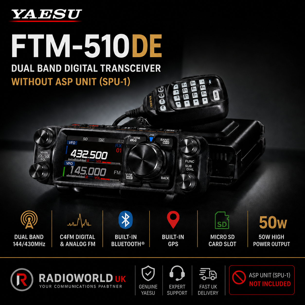 Yaesu FTM-510DE - WITHOUT ASP Unit (SPU-1) - Radioworld UK