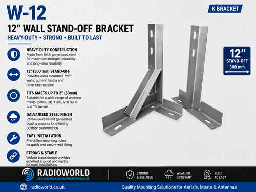 W-12 12" Wall Stand-Off Bracket – Heavy-Duty Antenna Mast Mount | Radioworld UK