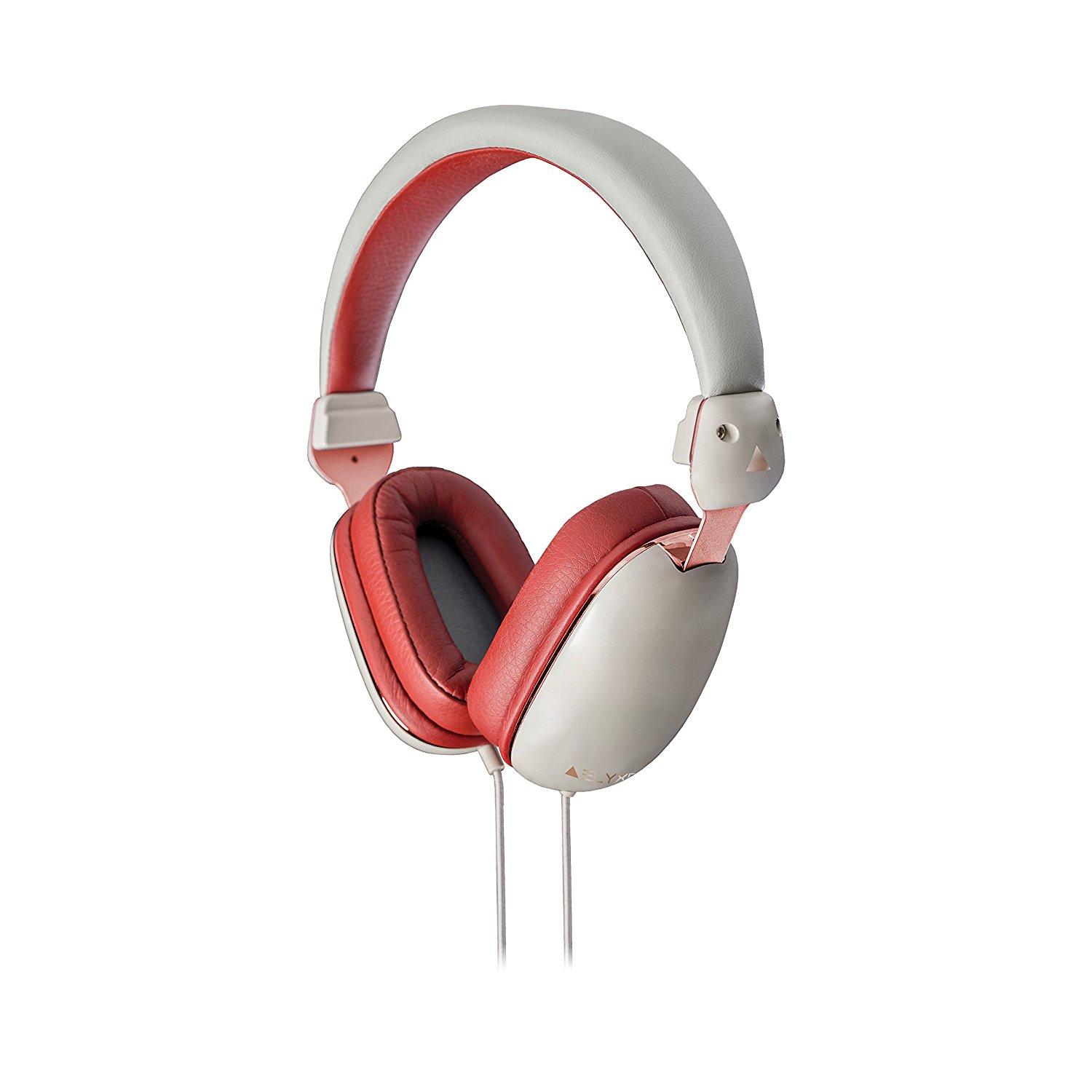 Elyxr Audio Fusion On-Ear Leather Padded Headphones Grey & Burgundy