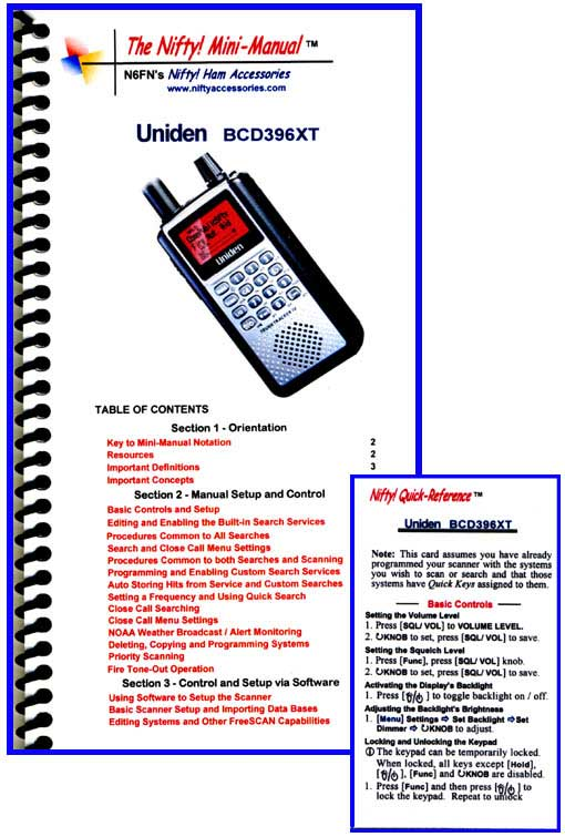 Nifty Manual Uniden BCD396XT Mini-Manual and Card Combo 1