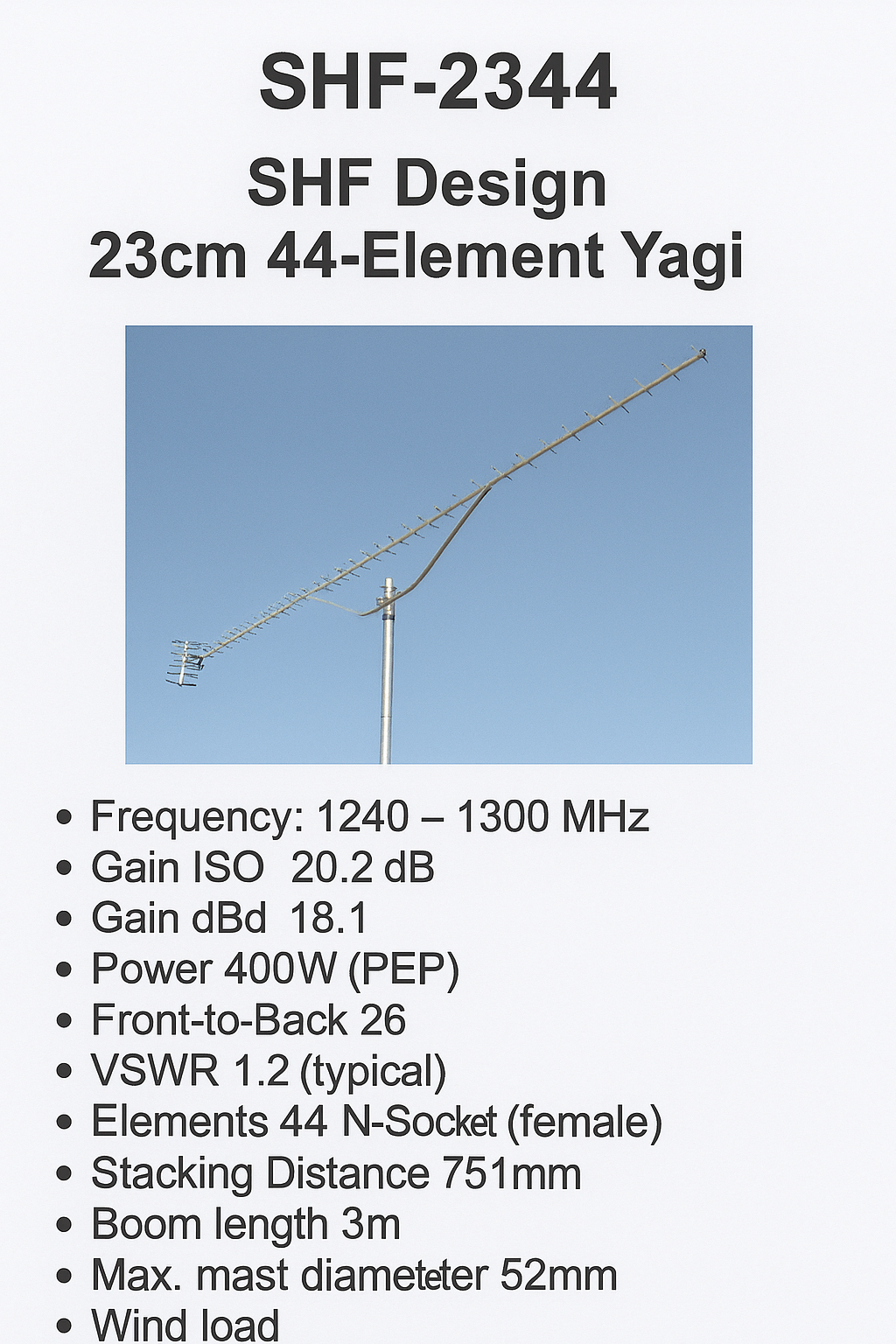 SHF‑2344 23cm 44‑Element Yagi Antenna | High‑Gain UHF | Radioworld UK