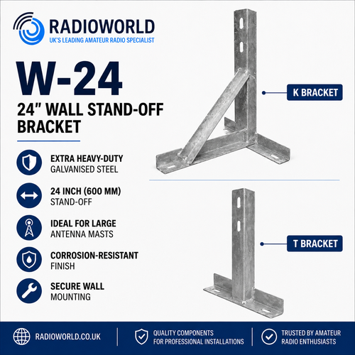 w‑24 24in wall stand‑off bracket extra heavy duty antenna mast mount radioworld uk