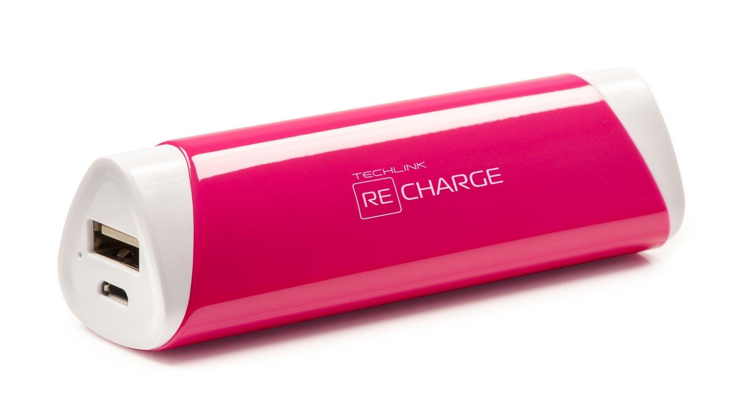 Techlink ReCharge 2600 Battery Power USB Portable Charger Pink