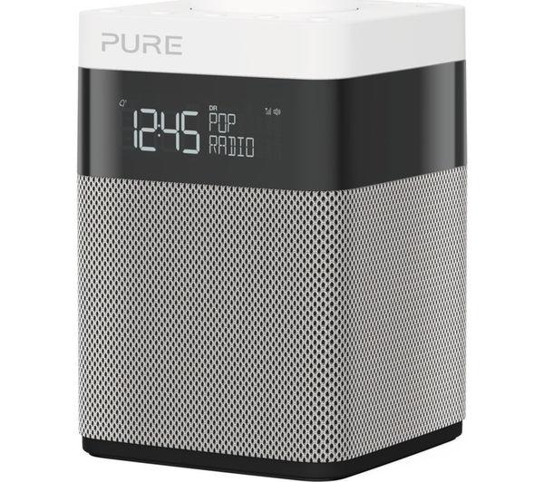 PURE Pop Mini Portable DAB+/FM Clock Radio - Grey & White 1