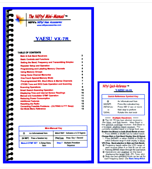 Yaesu VX-7R Mini-Manual and Card Combo