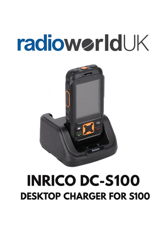 Radioworld UK image of DC‑S100 charger with S100 radio and battery