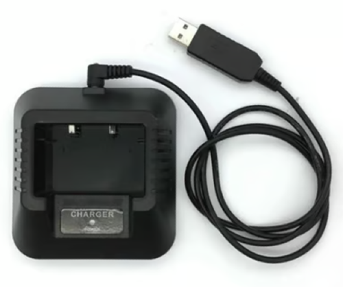 Quansheng USB charger for UV‑5R handheld radios, branded for Radioworld UK