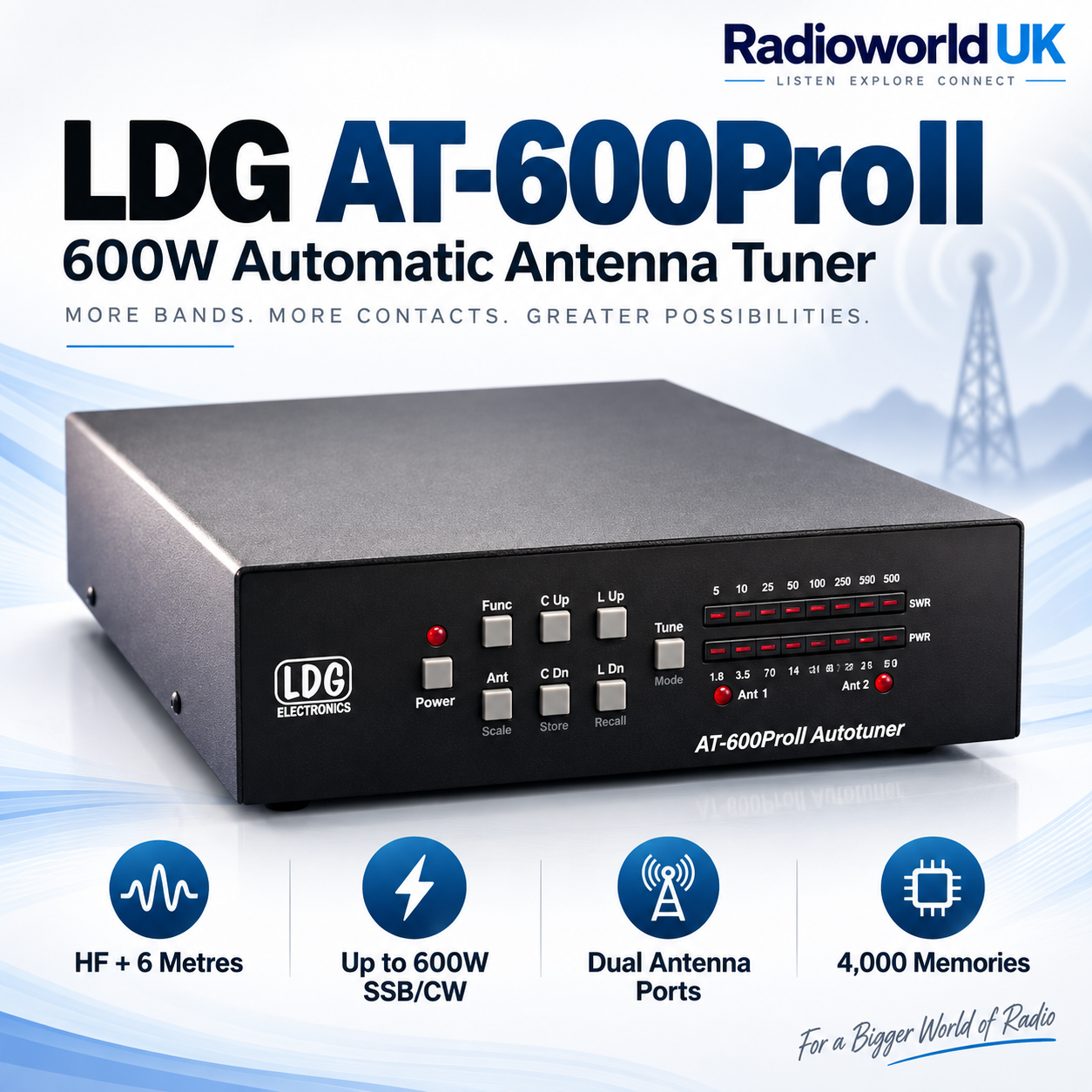 LDG AT-600ProII 600W Automatic Antenna Tuner HF/VHF | Radioworld UK