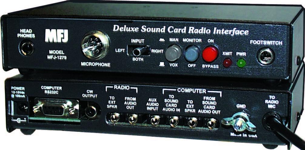 MFJ-1279TX Soundcard Adaptor with Aux inputs 4-pin Mic plug + PS