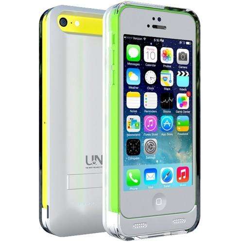 Unu reveal protective 2400mah battery case iphone 5,5c,5s glossy white , clear