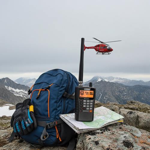 Uniden UBC125XLT handheld scanner monitoring mountain rescue frequencies in rugged terrain – Radioworld UK