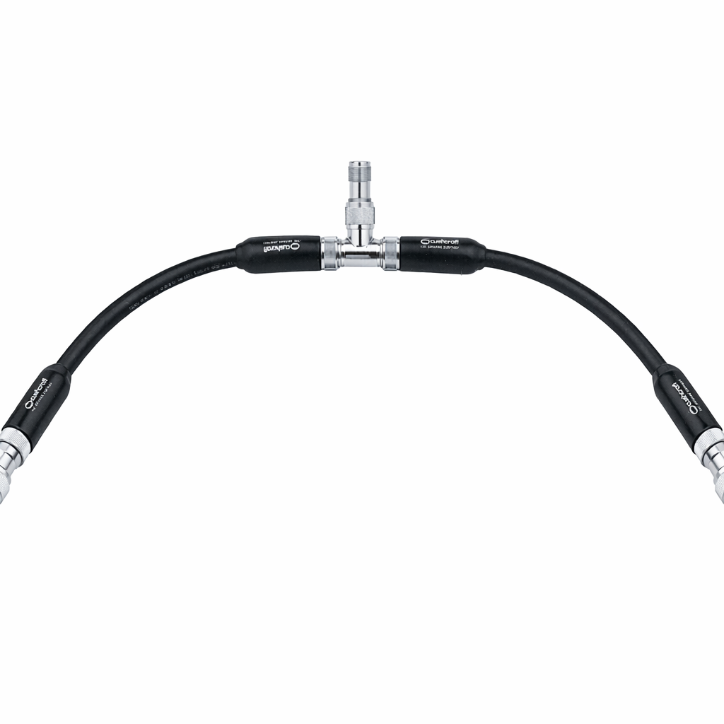 PD‑4 Cushcraft power divider with coaxial leads and T‑connector on white background – Radioworld UK