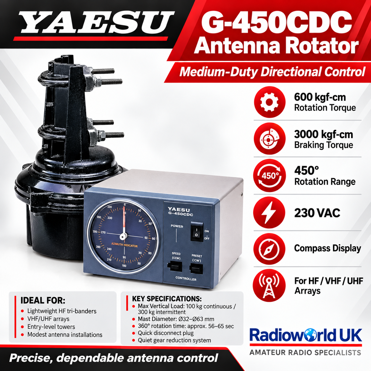 Yaesu G-450CDC Rotator - Medium Duty Antenna Rotator - Radioworld UK