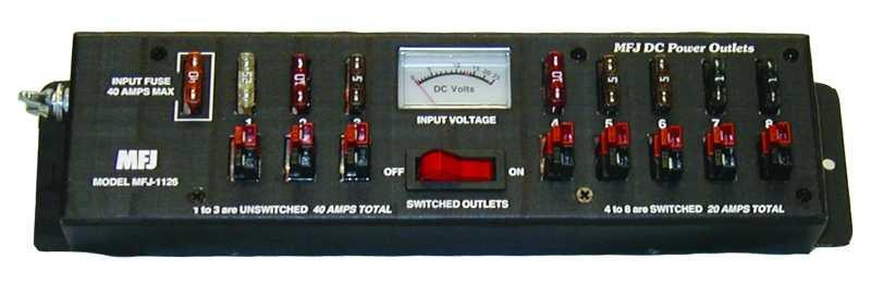 MFJ-1126 - 40 Amp Multiple DC Power Outlet Strip w/ 8 PowerPole