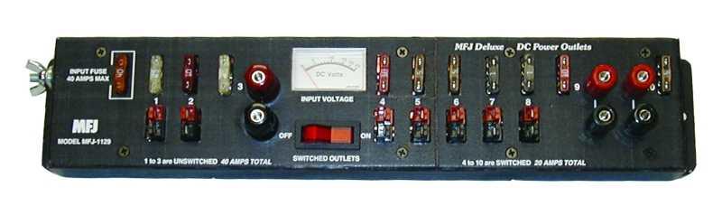MFJ-1129 - 40 Amp Multiple DC Power Outlet Strip w/ 7 PowerPole