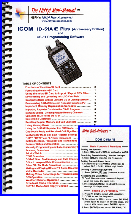 Icom ID-51A/E  PLUS and Anniversary Edition Mini-Manual & Card C