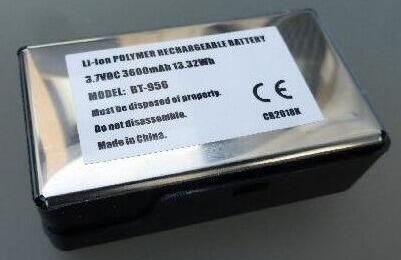 Uniden battery pack bt-956 is a Li-Ion type battery with a voltage of 3.7 Volts and a capacity of 3600 mAh.