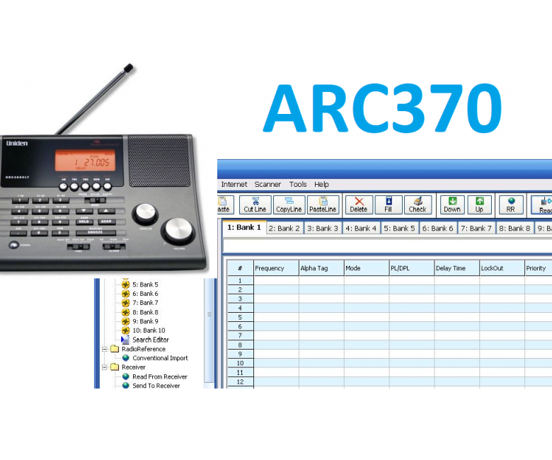 Uniden UBC370CLT scanner is compatible with the ARC370 programming 