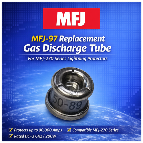 MFJ‑97 replacement gas discharge tube for MFJ‑270 series lightning protectors, stainless threaded RF fuse element with 50‑89 marking – Radioworld UK