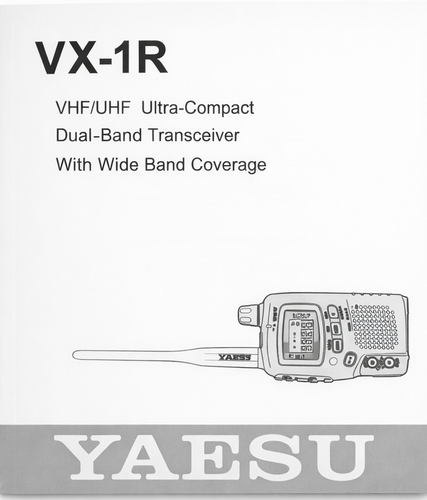 Yaesu VX-1R Ultra-Compact Dual-Band Transceiver Operating Manual showing radio illustration on cover