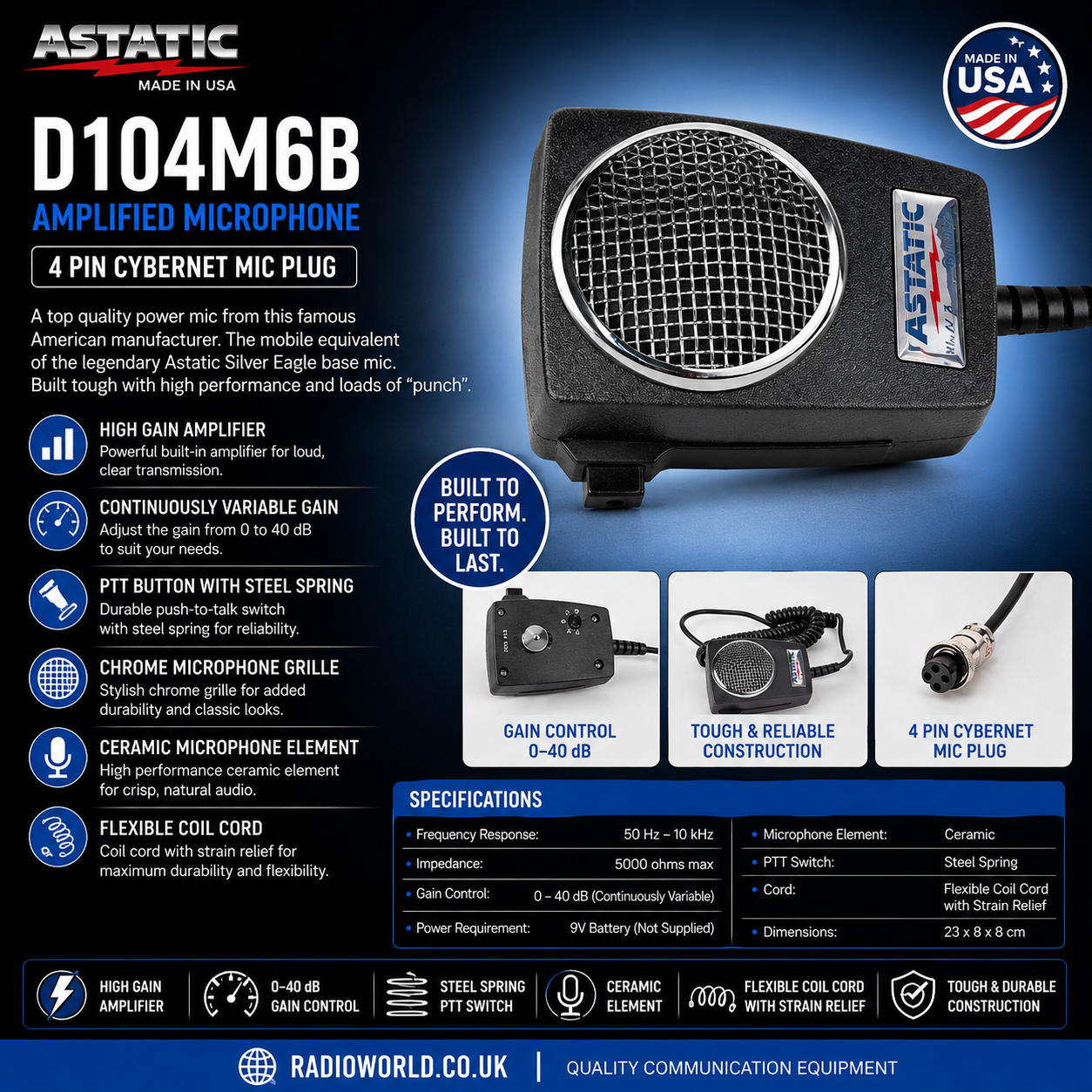 Astatic D104M6B Amplified 4‑Pin Microphone | Radioworld UK