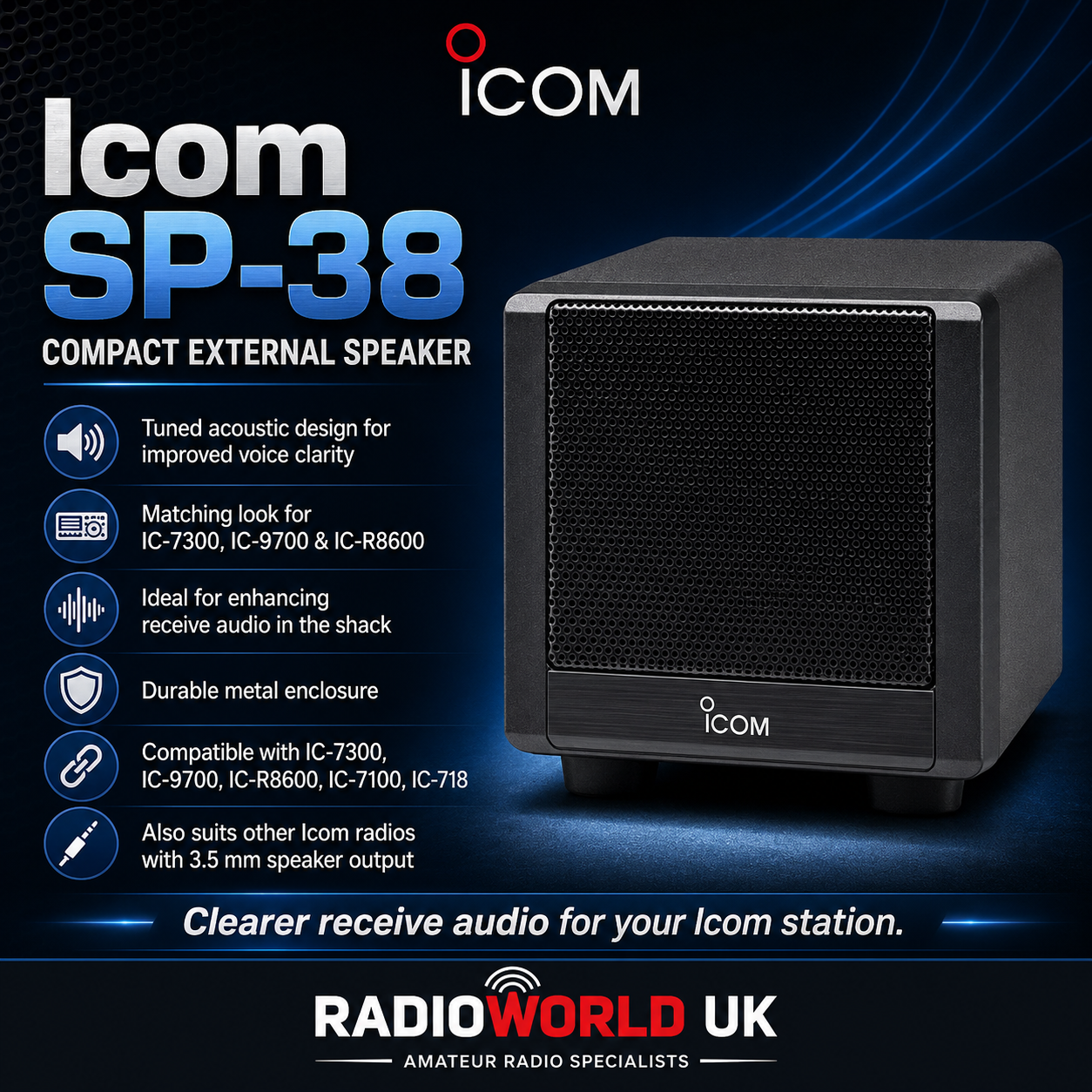 Icom SP‑38 External Speaker for HF Base Radios | Radioworld UK