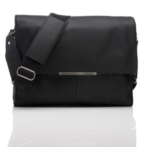 Marshall Bergman 15" Laptop Bag Alex Black Leather s1