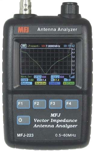 Mfj-223 color graphic vna antenna analyzer 1-60mhz pocket-sized,incredible performance