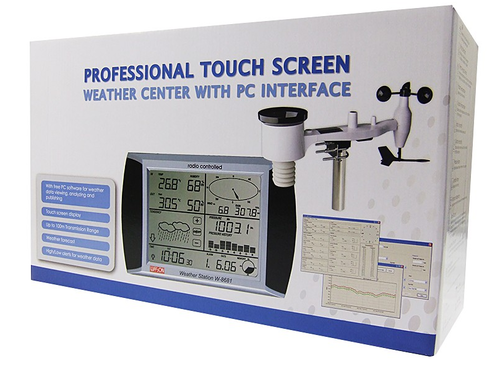 Professional Wireless Weather Station Touch Panel w/Solar Sensor, w/PC  Interface