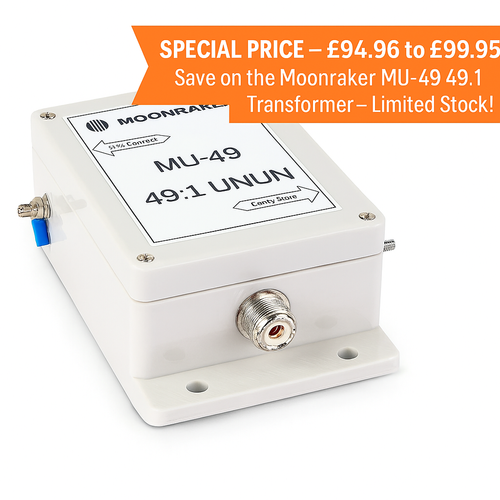 Moonraker MU‑49 49:1 1kW transformer with discount banner – Radioworld UK