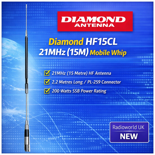 Diamond HF20CL 20m 14MHz Monoband Mobile Antenna | Radioworld UK