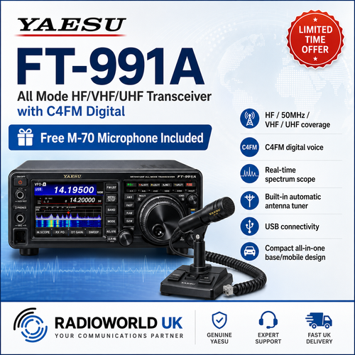 Yaesu FT‑991A all‑mode HF/VHF/UHF transceiver with C4FM digital, front panel display and controls – Radioworld UK