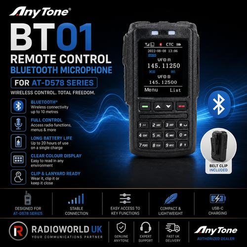 Anytone BT01 Bluetooth remote microphone front view – Radioworld UK